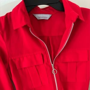 Zippered Red Midi Dress